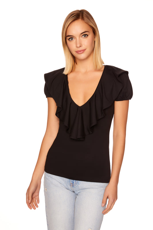 puff sleeve ruffle top